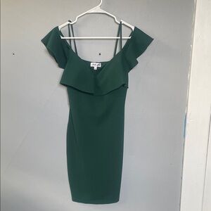 Emerald Sundae S emerald green off the shoulder / cold shoulder bodycon dress